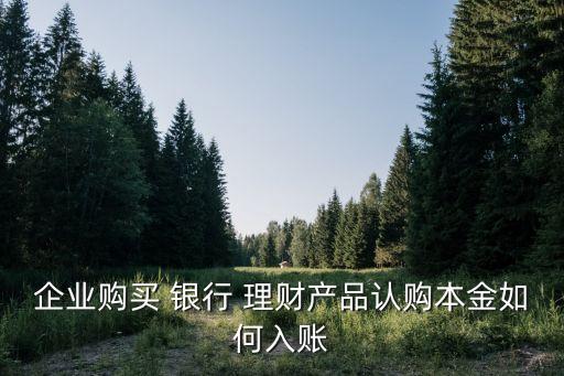 企業(yè)購買 銀行 理財產品認購本金如何入賬