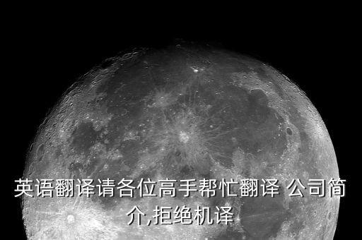 英語(yǔ)翻譯請(qǐng)各位高手幫忙翻譯 公司簡(jiǎn)介,拒絕機(jī)譯