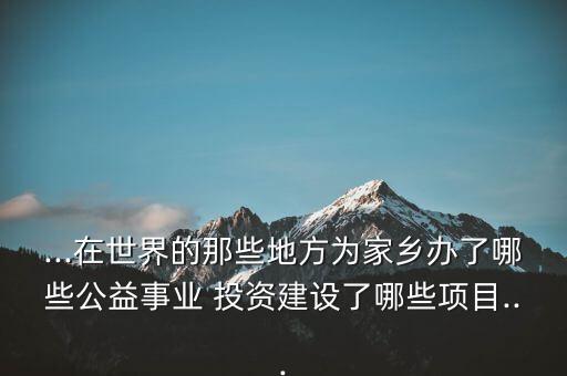 ...在世界的那些地方為家鄉(xiāng)辦了哪些公益事業(yè) 投資建設了哪些項目...