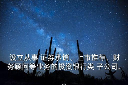  設(shè)立從事 證券承銷、上市推薦、財(cái)務(wù)顧問等業(yè)務(wù)的投資銀行類 子公司...
