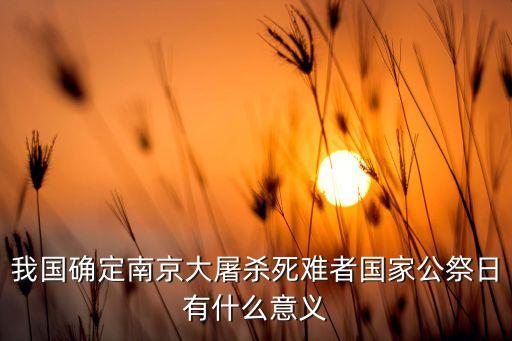 我國(guó)確定南京大屠殺死難者國(guó)家公祭日有什么意義