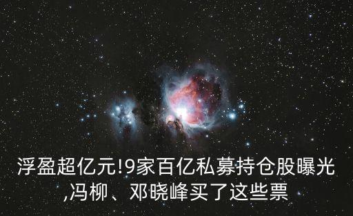 浮盈超億元!9家百億私募持倉股曝光,馮柳、鄧曉峰買了這些票