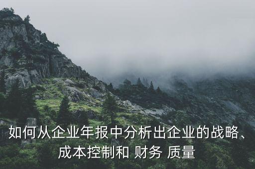 如何從企業(yè)年報(bào)中分析出企業(yè)的戰(zhàn)略、成本控制和 財(cái)務(wù) 質(zhì)量