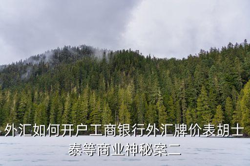 外匯如何開(kāi)戶工商銀行外匯牌價(jià)表胡士泰等商業(yè)神秘案二