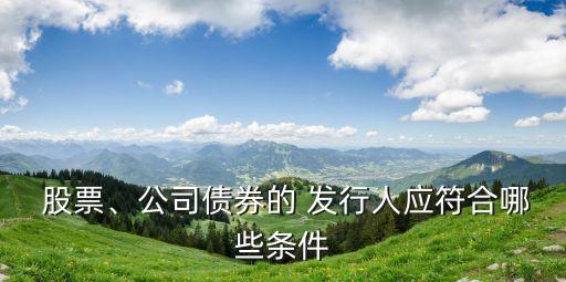  股票、公司債券的 發(fā)行人應(yīng)符合哪些條件