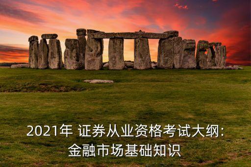 2021年 證券從業(yè)資格考試大綱:金融市場基礎(chǔ)知識
