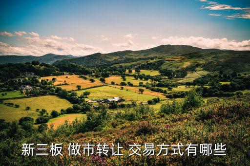 新三板 做市轉讓 交易方式有哪些