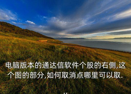 電腦版本的通達信軟件個股的右側,這個圖的部分,如何取消點哪里可以取...