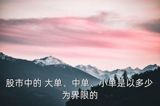 股市中的 大單、中單、小單是以多少為界限的