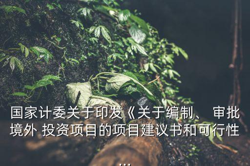 國(guó)家計(jì)委關(guān)于印發(fā)《關(guān)于編制、 審批境外 投資項(xiàng)目的項(xiàng)目建議書(shū)和可行性...