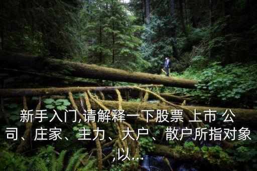 新手入門,請(qǐng)解釋一下股票 上市 公司、莊家、主力、大戶、散戶所指對(duì)象,以...