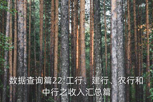 數(shù)據(jù)查詢篇22:工行、建行、農(nóng)行和中行之收入?yún)R總篇
