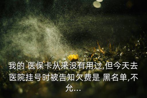 我的 醫(yī)保卡從來沒有用過,但今天去醫(yī)院掛號時被告知欠費(fèi)是 黑名單,不允...
