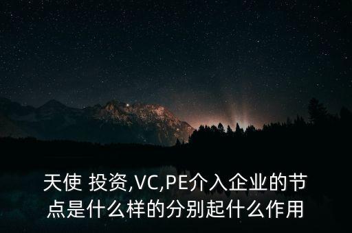 天使 投資,VC,PE介入企業(yè)的節(jié)點是什么樣的分別起什么作用