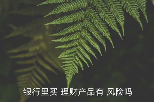  銀行里買 理財產品有 風險嗎