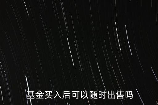  基金買(mǎi)入后可以隨時(shí)出售嗎