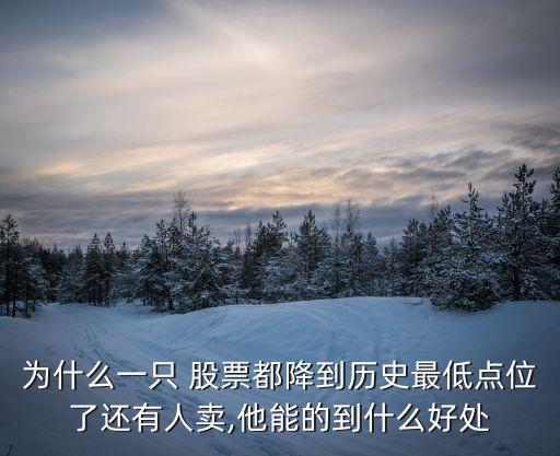 為什么一只 股票都降到歷史最低點(diǎn)位了還有人賣(mài),他能的到什么好處