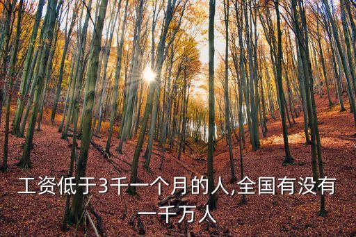 工資低于3千一個(gè)月的人,全國(guó)有沒有一千萬人