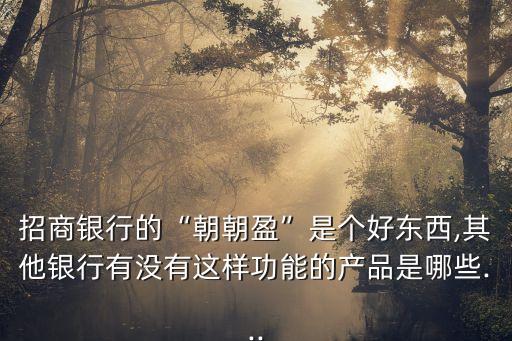 招商銀行的“朝朝盈”是個(gè)好東西,其他銀行有沒有這樣功能的產(chǎn)品是哪些...