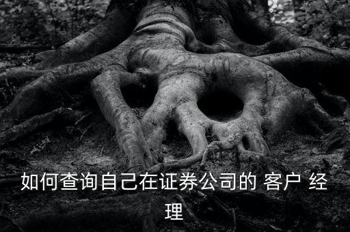 如何查詢(xún)自己在證券公司的 客戶(hù) 經(jīng)理