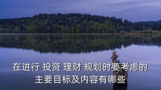 在進行 投資 理財 規(guī)劃時要考慮的主要目標及內容有哪些