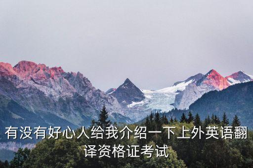 有沒有好心人給我介紹一下上外英語(yǔ)翻譯資格證考試