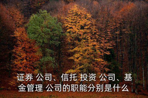  證券 公司、信托 投資 公司、基金管理 公司的職能分別是什么