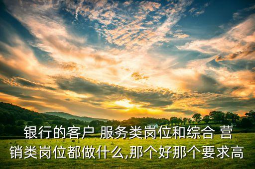  銀行的客戶 服務(wù)類崗位和綜合 營(yíng)銷類崗位都做什么,那個(gè)好那個(gè)要求高