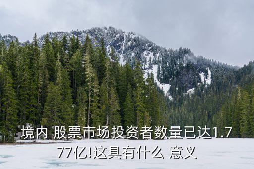境內 股票市場投資者數(shù)量已達1.777億!這具有什么 意義