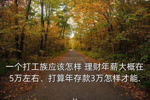 一個打工族應該怎樣 理財年薪大概在5萬左右、打算年存款3萬怎樣才能...