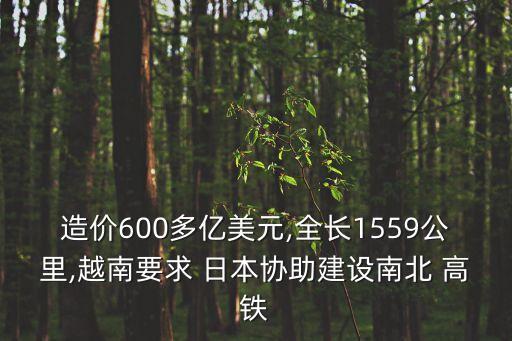 造價(jià)600多億美元,全長1559公里,越南要求 日本協(xié)助建設(shè)南北 高鐵