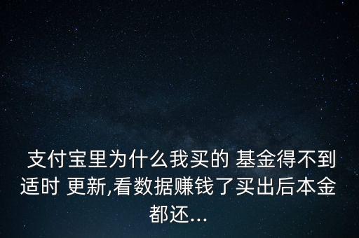  支付寶里為什么我買的 基金得不到適時 更新,看數據賺錢了買出后本金都還...