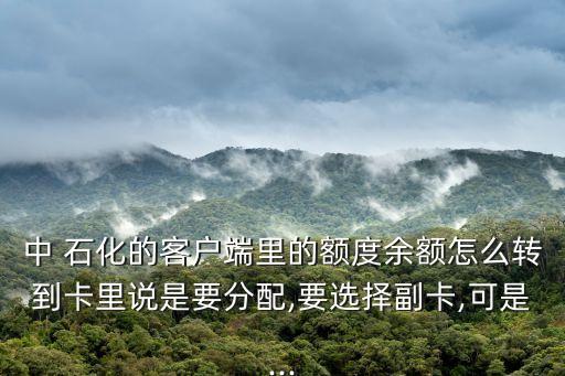 中 石化的客戶端里的額度余額怎么轉到卡里說是要分配,要選擇副卡,可是...