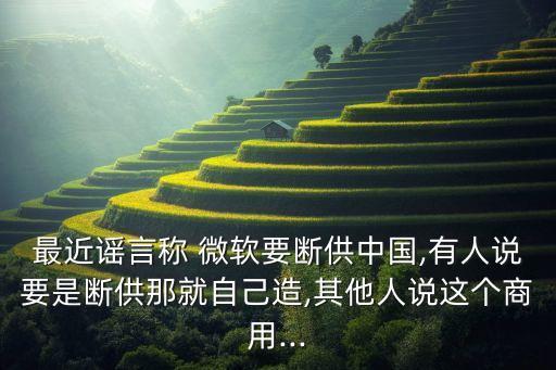 最近謠言稱 微軟要斷供中國(guó),有人說要是斷供那就自己造,其他人說這個(gè)商用...