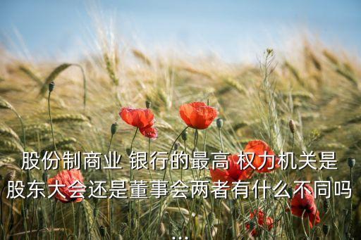 股份制商業(yè) 銀行的最高 權(quán)力機關(guān)是股東大會還是董事會兩者有什么不同嗎...