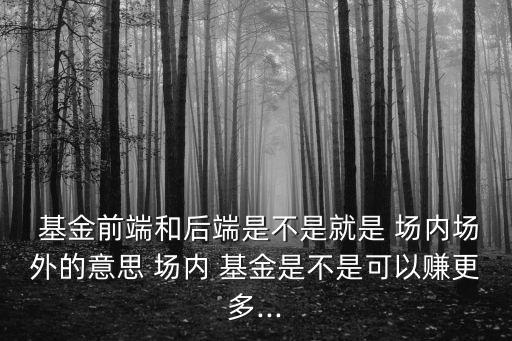  基金前端和后端是不是就是 場(chǎng)內(nèi)場(chǎng)外的意思 場(chǎng)內(nèi) 基金是不是可以賺更多...