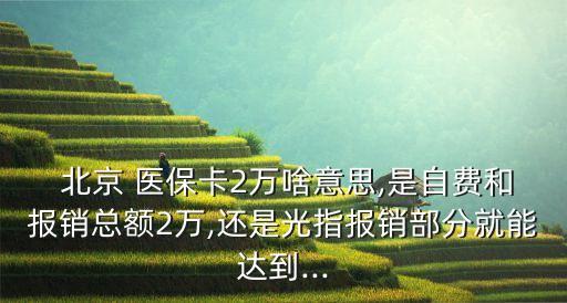  北京 醫(yī)?？?萬啥意思,是自費(fèi)和報銷總額2萬,還是光指報銷部分就能達(dá)到...