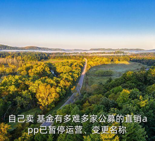 自己賣 基金有多難多家公募的直銷app已暫停運營、變更名稱