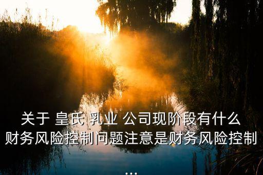 關(guān)于 皇氏 乳業(yè) 公司現(xiàn)階段有什么財務風險控制問題注意是財務風險控制...
