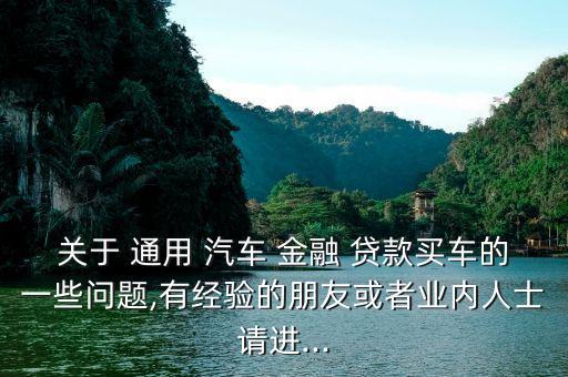 關于 通用 汽車 金融 貸款買車的一些問題,有經驗的朋友或者業(yè)內人士請進...