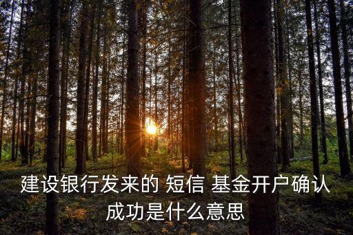 建設(shè)銀行發(fā)來(lái)的 短信 基金開戶確認(rèn)成功是什么意思