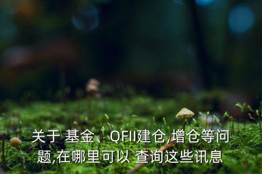 關(guān)于 基金、QFII建倉,增倉等問題,在哪里可以 查詢這些訊息