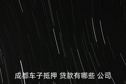 成都車(chē)子抵押 貸款有哪些 公司