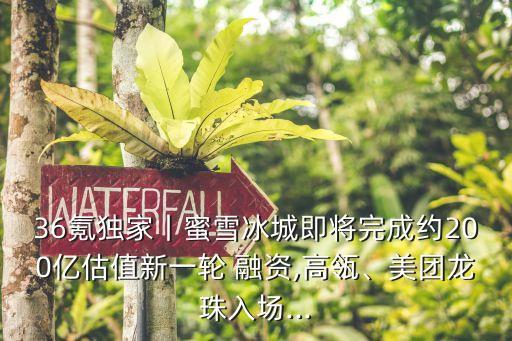 36氪獨家丨蜜雪冰城即將完成約200億估值新一輪 融資,高瓴、美團龍珠入場...