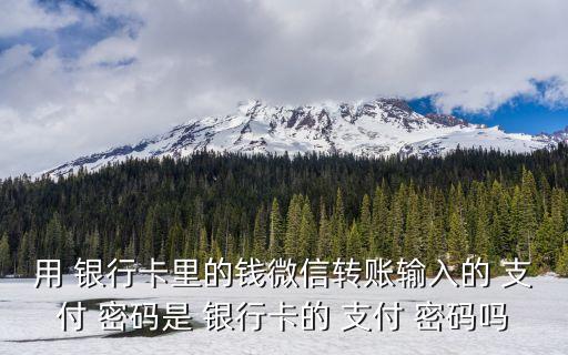 用 銀行卡里的錢(qián)微信轉(zhuǎn)賬輸入的 支付 密碼是 銀行卡的 支付 密碼嗎
