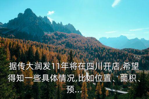 據(jù)傳大潤發(fā)11年將在四川開店,希望得知一些具體情況,比如位置、面積、預(yù)...