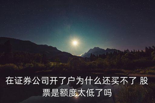 在證券公司開(kāi)了戶(hù)為什么還買(mǎi)不了 股票是額度太低了嗎