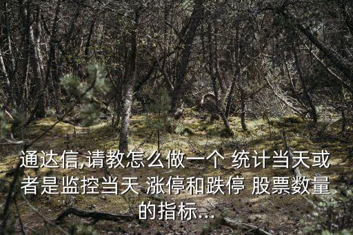 通達(dá)信,請教怎么做一個 統(tǒng)計(jì)當(dāng)天或者是監(jiān)控當(dāng)天 漲停和跌停 股票數(shù)量的指標(biāo)...