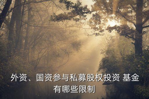  外資、國資參與私募股權(quán)投資 基金有哪些限制