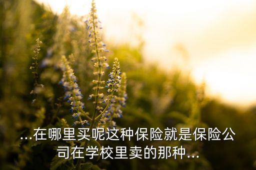 ...在哪里買呢這種保險就是保險公司在學校里賣的那種...
